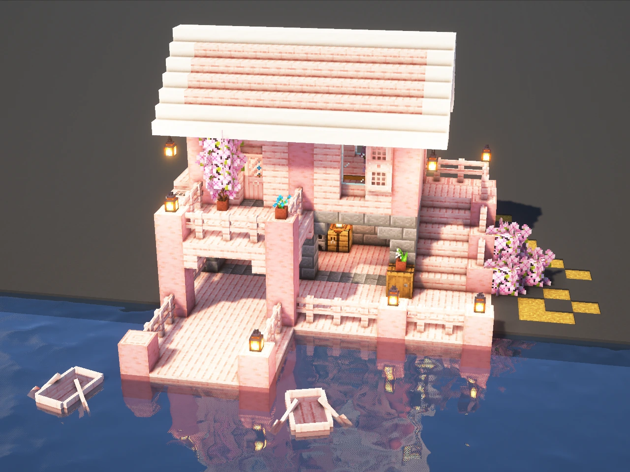 Lake House #2 Cherry - Minecraft Build Guide