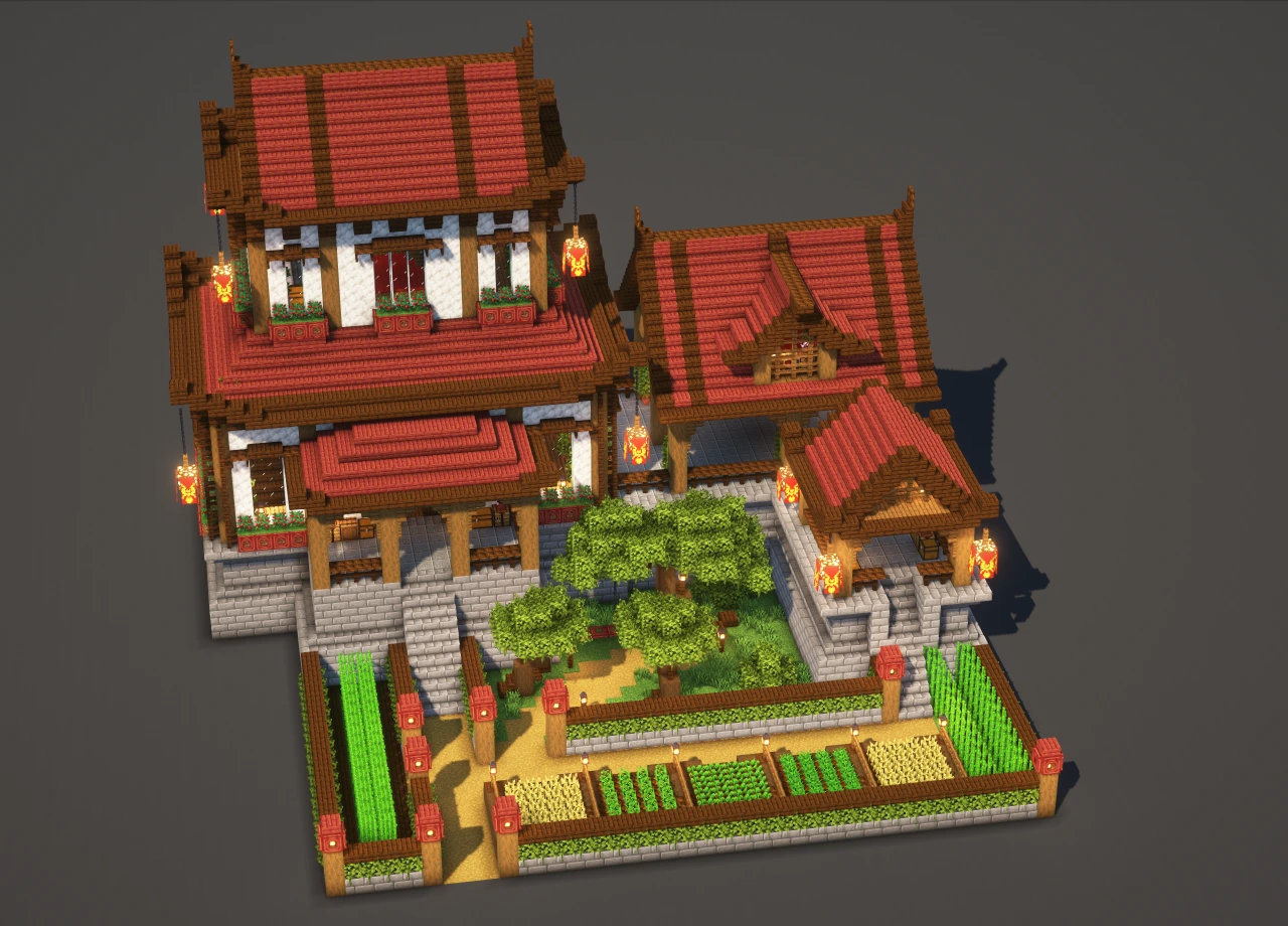 Japanese Temple #1 Red - Minecraft Build Guide