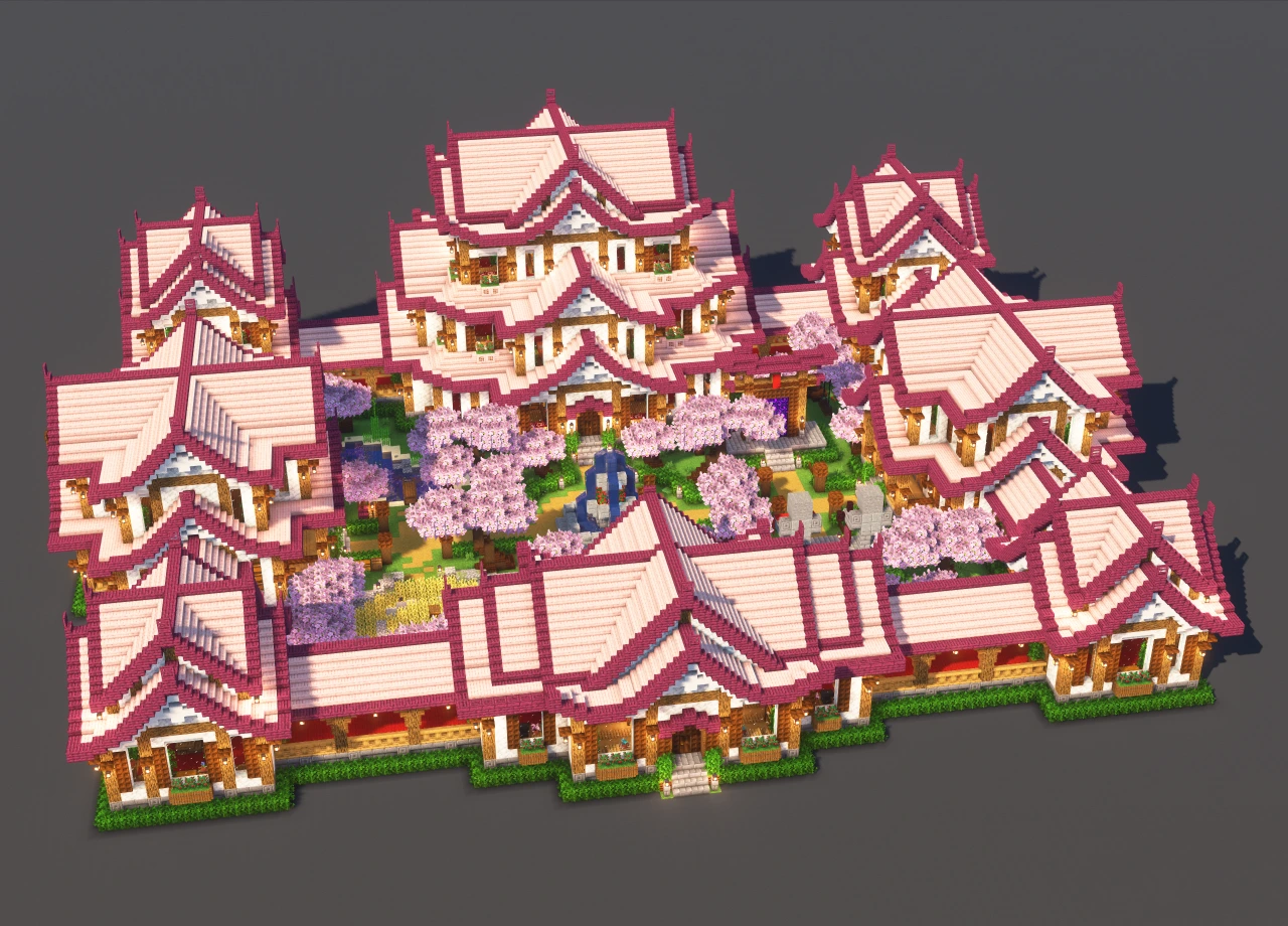 Japanese Temple #5 Pink - Minecraft Build Guide