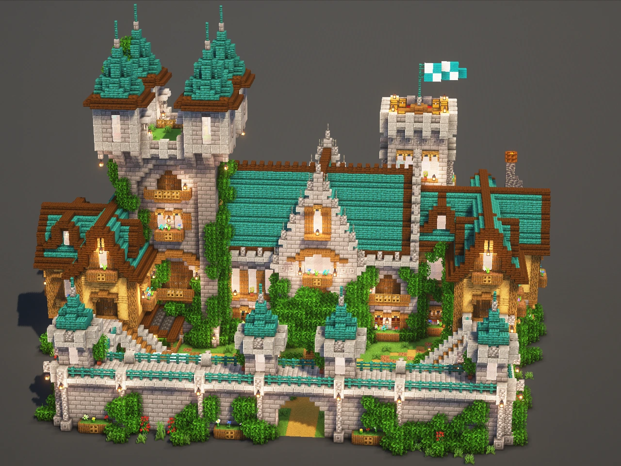 Starter Castle #6 Blue - Minecraft Build Guide