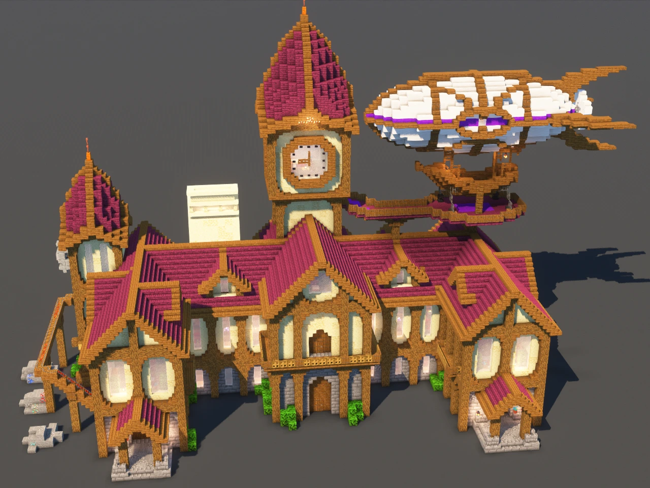 Steampunk House Crimson - Minecraft Build Guide