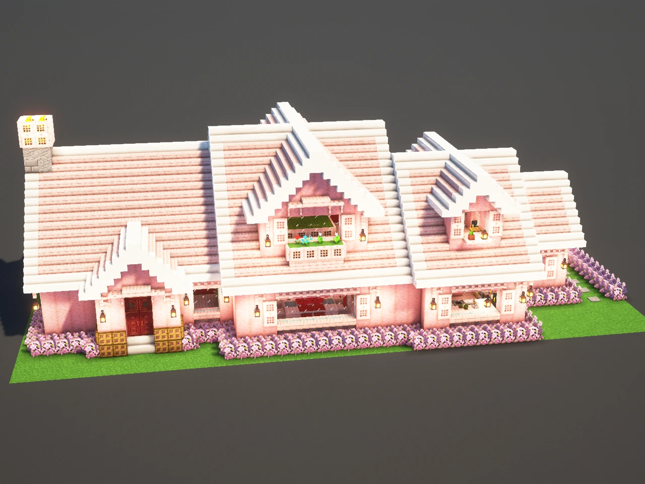 Suburban House Cherry - Minecraft Build Guide